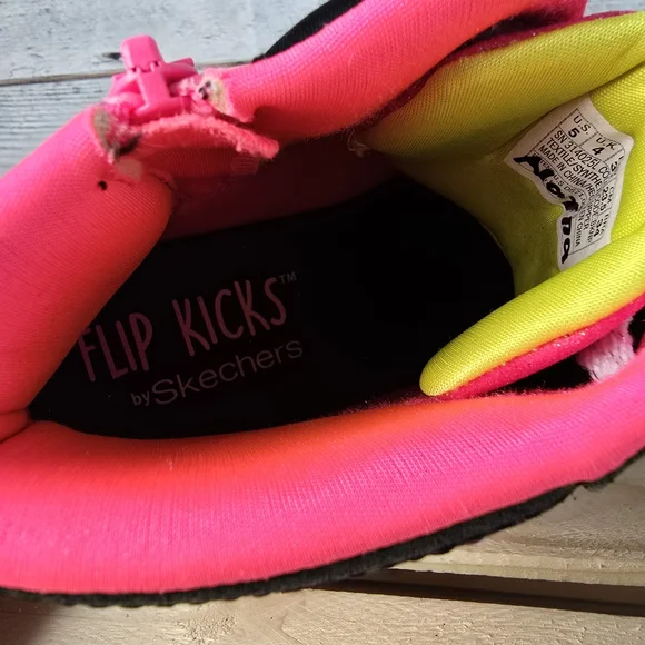 Skechers Flip Kicks Sneakers 314025L High Top Neon Pink Green Neon Youth Size 5 - Picture 9 of 12
